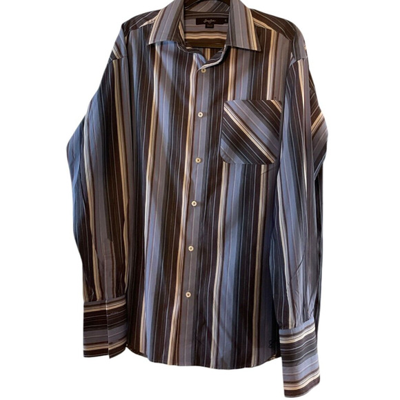 Sean John XL Multicolor Striped Long Sleeve Button Up Shirt 100 Percent Cotton - Picture 1 of 11